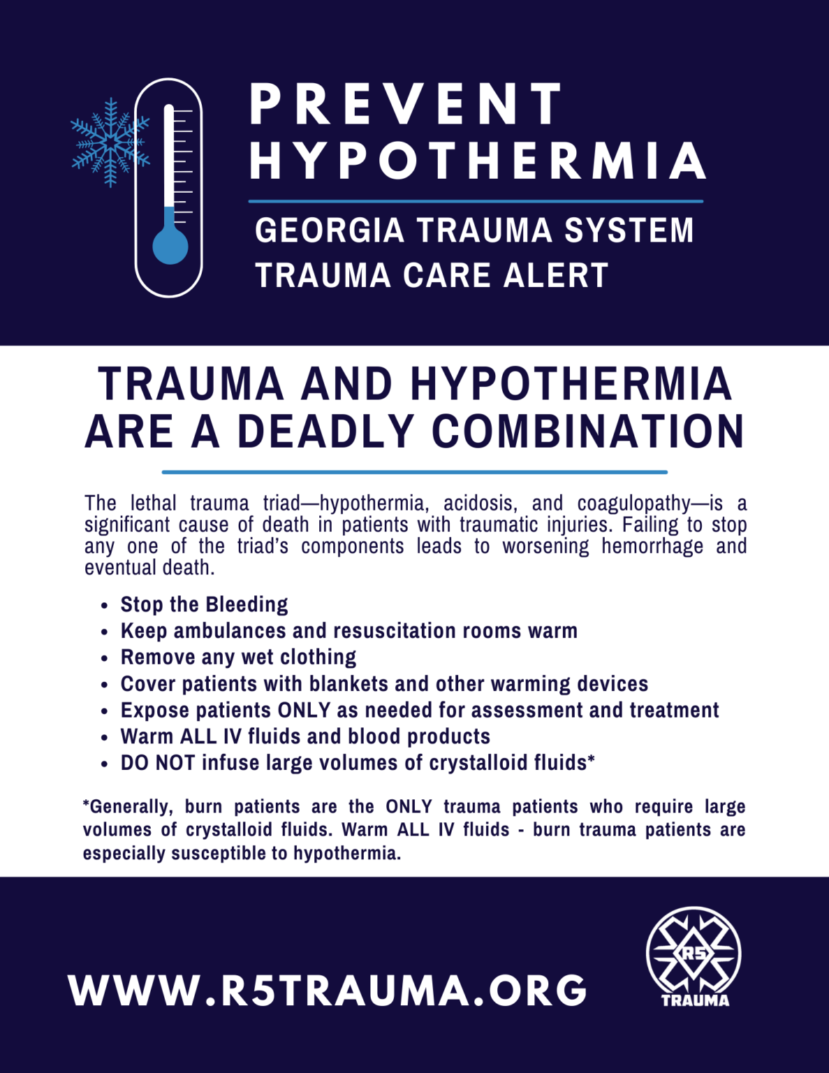 Hypothermia Alert – R5Trauma Education and Outreach Team